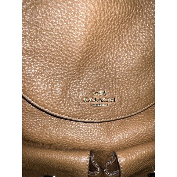 COACH F37410 Billy Brown Backpack Leather Gold Hardware Drawstring Backpack Bag - Picture 2 of 16